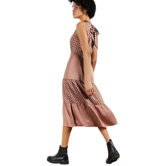 Ted Baker Izziie Mix Polka Dot Midi Dress in Dusky Pink Sz 1 Sz 4 - Picture 2 of 16
